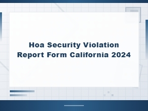 Hoa Security Violation Report Form - California 2024