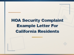 Hoa Security Complaint Letter Template for California